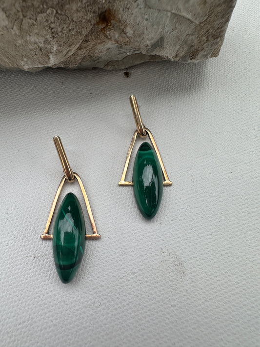 Malachite - triangle drop stud