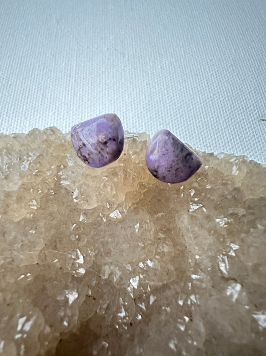 Purple Jade - half moon studs