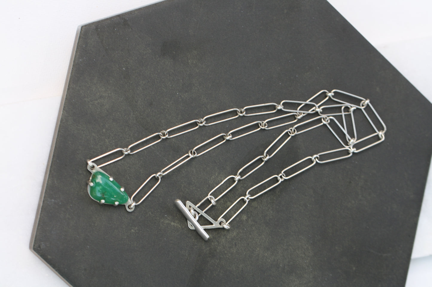 Chrysoprase paperclip chain