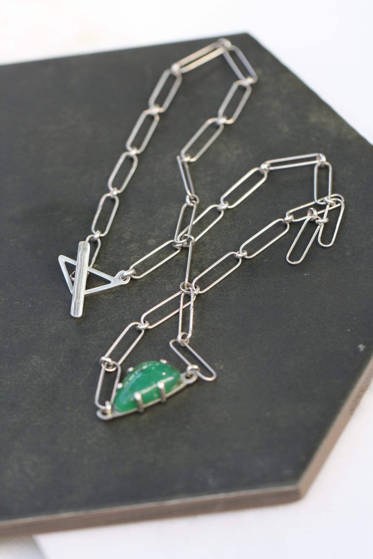 Chrysoprase paperclip chain