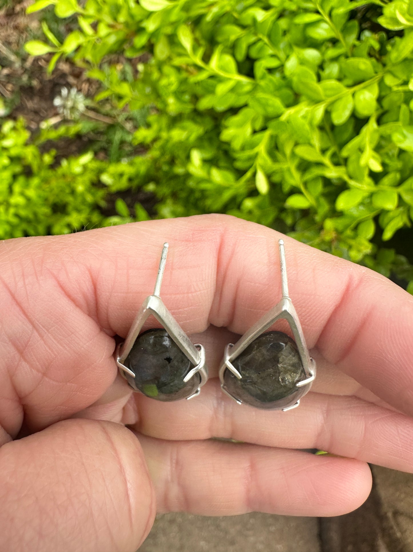 Labradorite teardrop stud