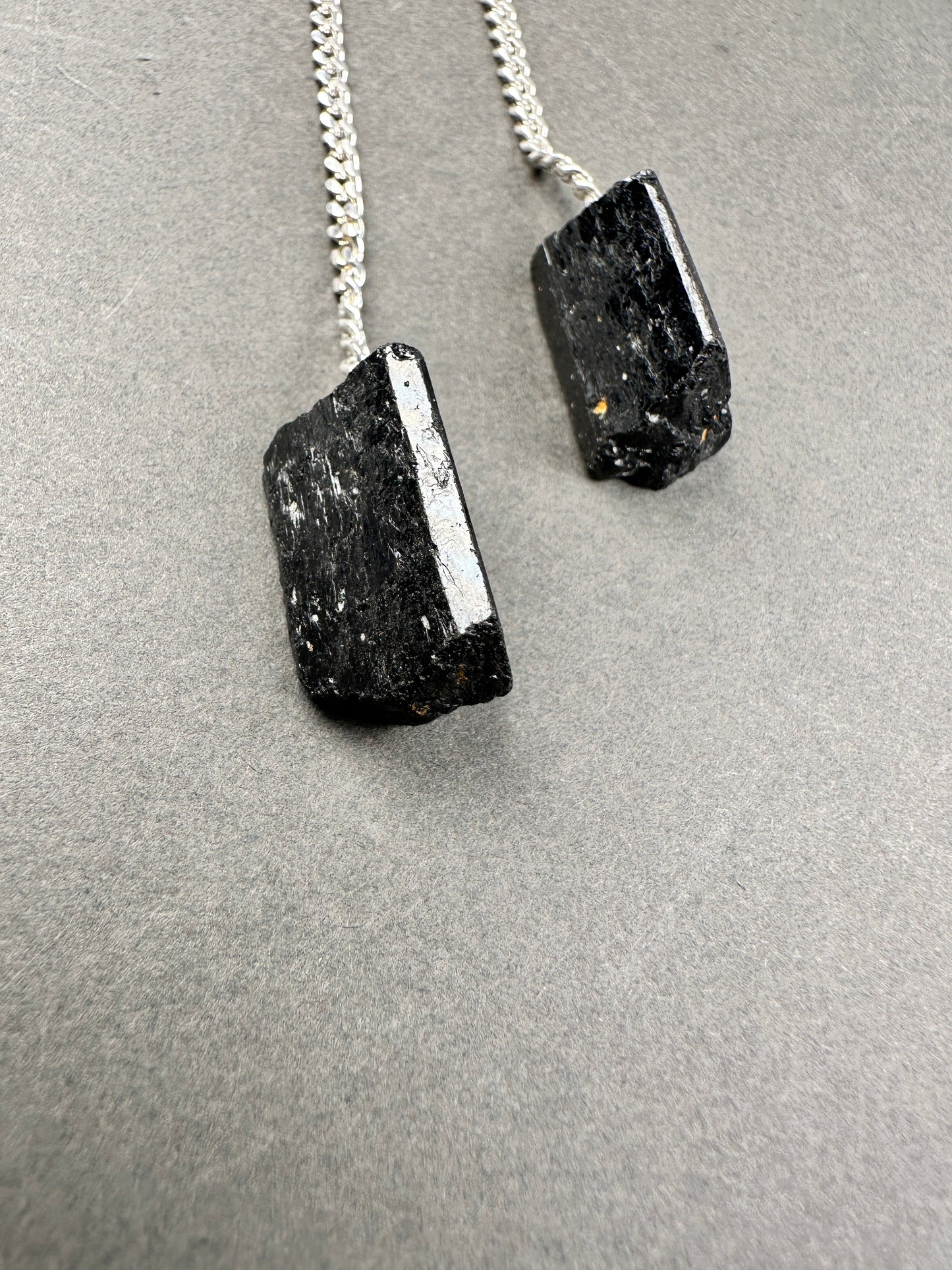 Raw black tourmaline shoulder duster