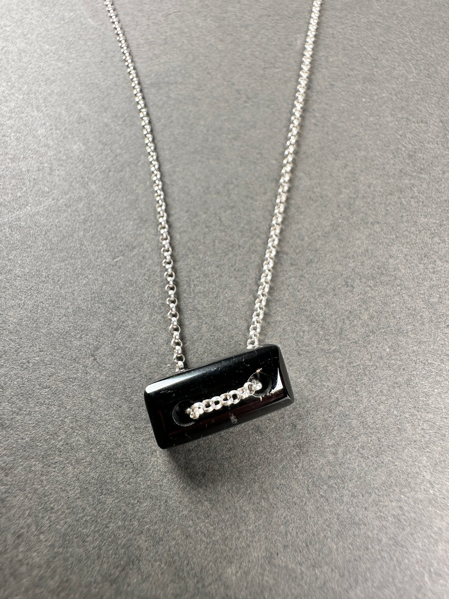 Black beryl tourmaline floating necklace